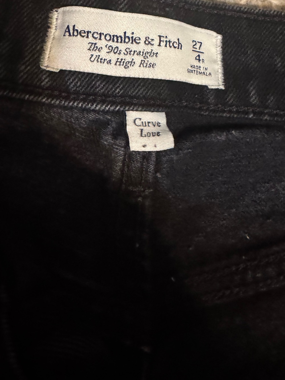 Abercrombie & Fitch The 90’s Straight Ultra High Rise Black Distressed Jeans - Picture 5 of 5